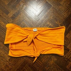Aritzia Orange High Waist Top with Knot Detail